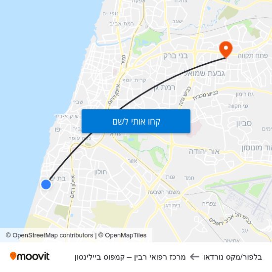 מפת בלפור/מקס נורדאו למרכז רפואי רבין – קמפוס ביילינסון