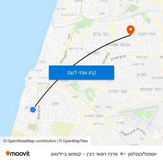 מפת יוספטל/כצנלסון למרכז רפואי רבין – קמפוס ביילינסון