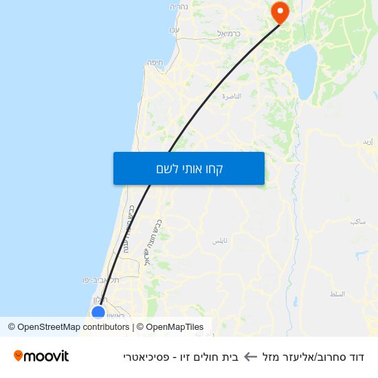 מפת דוד סחרוב/אליעזר מזל לבית חולים זיו - פסיכיאטרי