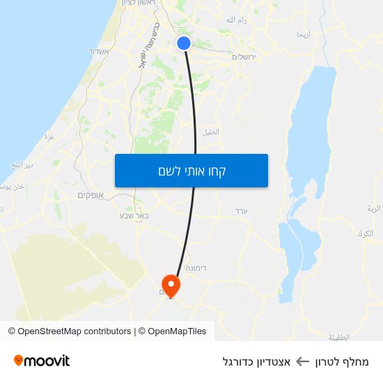 מפת מחלף לטרון לאצטדיון כדורגל