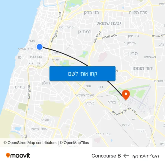 מפת העלייה/פרנקל לConcourse B