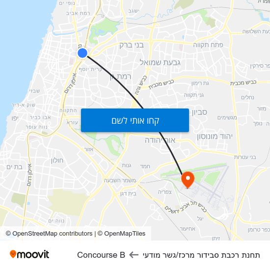 מפת תחנת רכבת סבידור מרכז/גשר מודעי לConcourse B