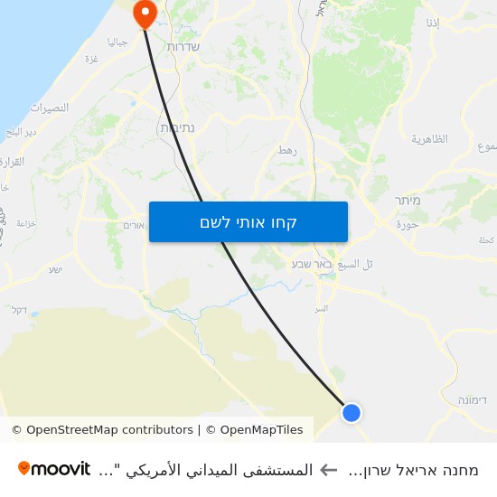 מפת מחנה אריאל שרון / כביש 224 לالمستشفى الميداني الأمريكي ""Friend-Ships""