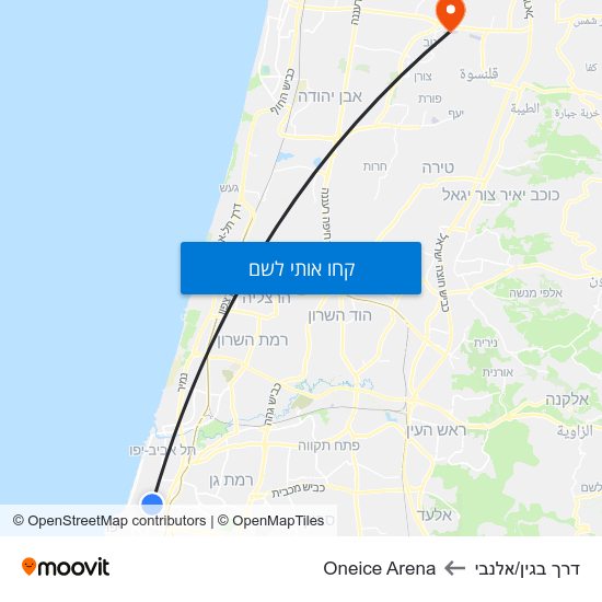 מפת דרך בגין/אלנבי לOneice Arena