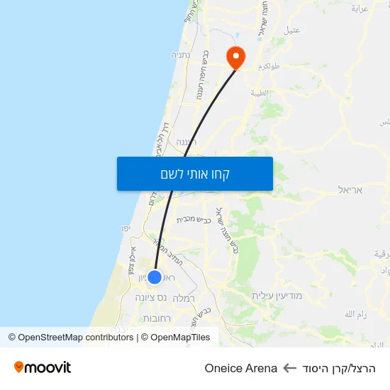 מפת הרצל/קרן היסוד לOneice Arena