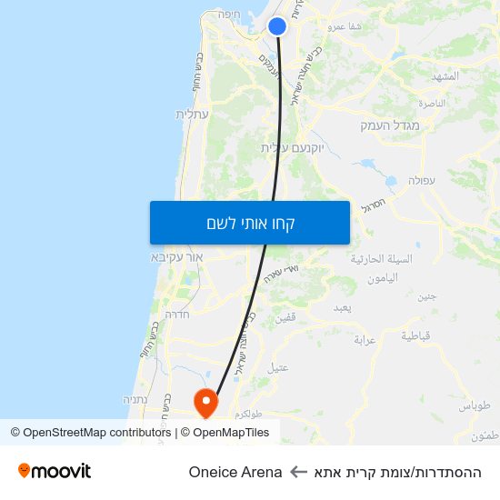 מפת ההסתדרות/צומת קרית אתא לOneice Arena