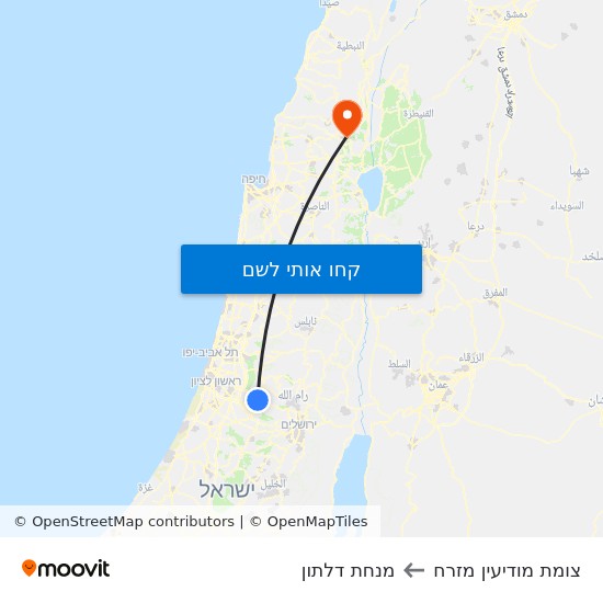 מפת צומת מודיעין מזרח למנחת דלתון