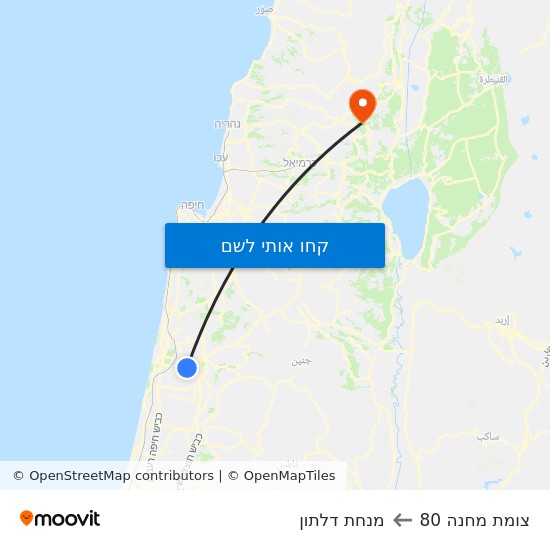 מפת מחלף חנה/מחנה 80 למנחת דלתון