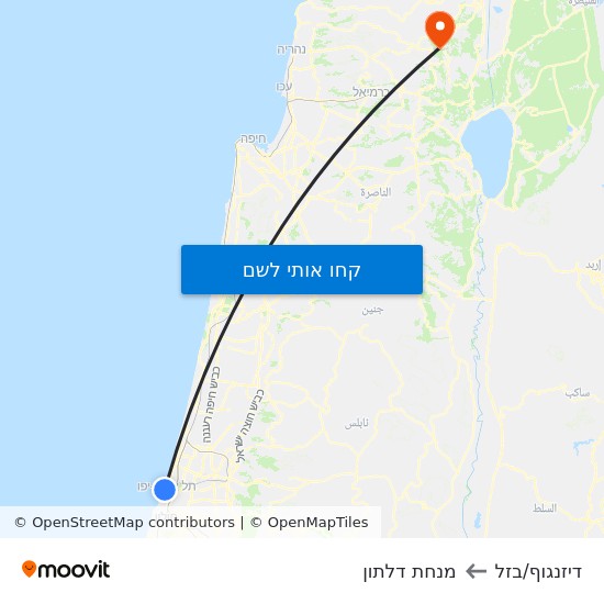 מפת דיזנגוף/בזל למנחת דלתון
