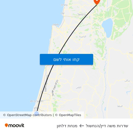 מפת שדרות משה דיין/הנחשול למנחת דלתון