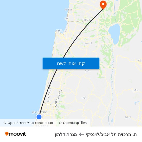 מפת ת. מרכזית תל אביב/לוינסקי למנחת דלתון