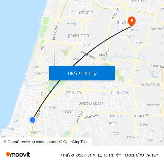 מפת ישראל טל/המסגר למרכז בריאות הנפש שלוותה