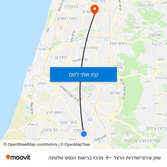 מפת שוק עירוני/שדרות הרצל למרכז בריאות הנפש שלוותה