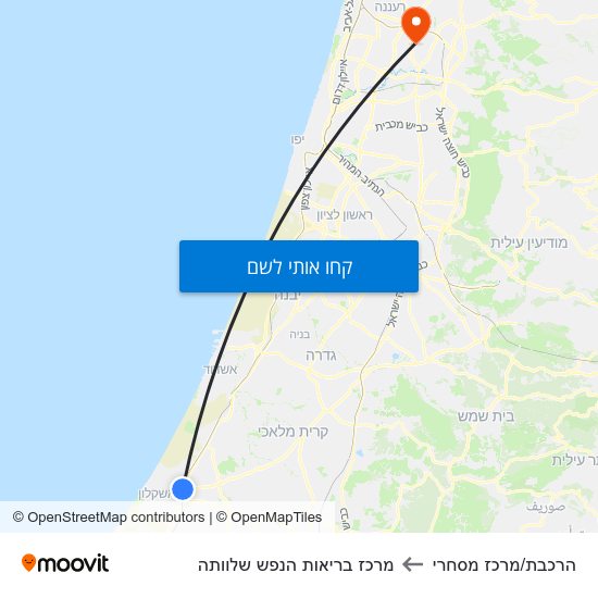 מפת הרכבת/מרכז מסחרי למרכז בריאות הנפש שלוותה