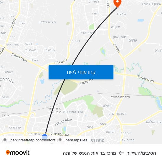 מפת הסיבים/השילוח למרכז בריאות הנפש שלוותה