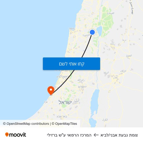 מפת צומת גבעת אבני/לביא להמרכז הרפואי ע"ש ברזילי