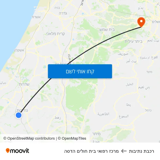 מפת רכבת נתיבות למרכז רפואי בית חולים הדסה