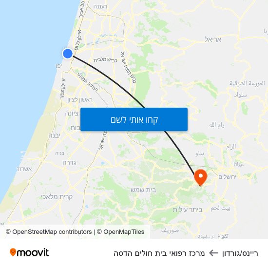 מפת ריינס/גורדון למרכז רפואי בית חולים הדסה