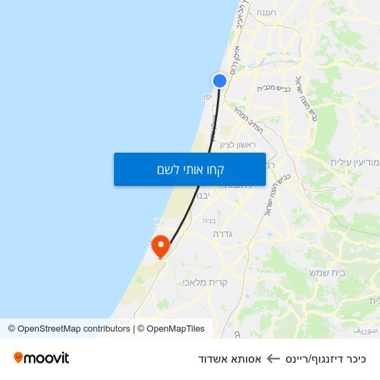 מפת כיכר דיזנגוף/ריינס לאסותא אשדוד