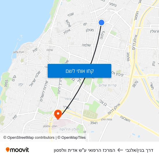 מפת דרך בגין/אלנבי להמרכז הרפואי ע"ש אדית וולפסון