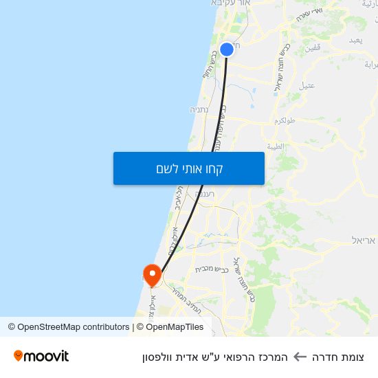 מפת צומת חדרה להמרכז הרפואי ע"ש אדית וולפסון