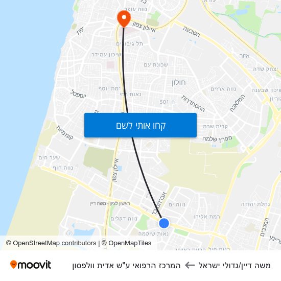 מפת משה דיין/גדולי ישראל להמרכז הרפואי ע"ש אדית וולפסון