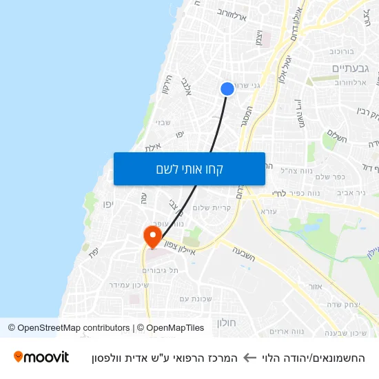 מפת החשמונאים/יהודה הלוי להמרכז הרפואי ע"ש אדית וולפסון
