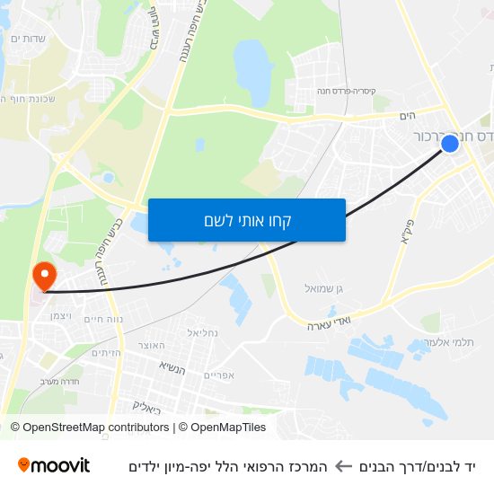 מפת יד לבנים/דרך הבנים להמרכז הרפואי הלל יפה-מיון ילדים