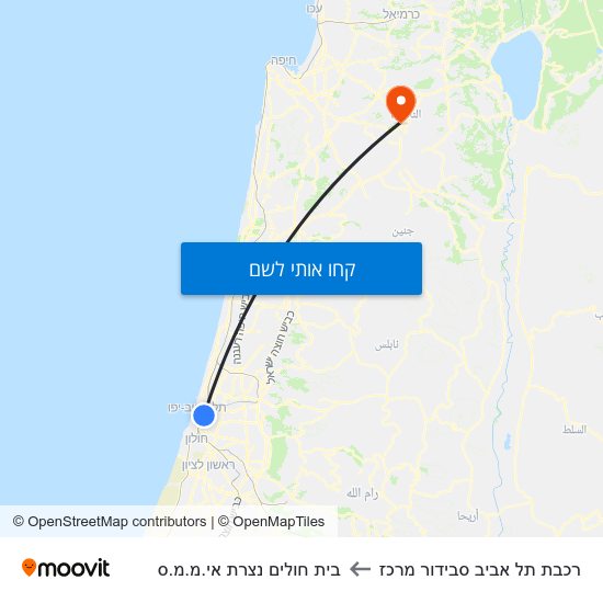 מפת רכבת תל אביב סבידור מרכז לבית חולים נצרת אי.מ.מ.ס