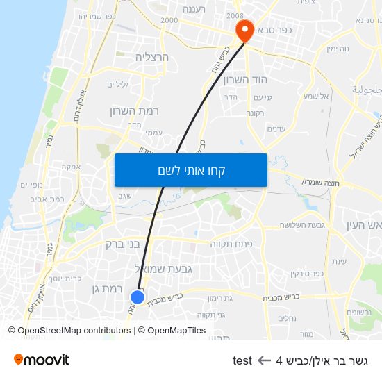 מפת גשר בר אילן/כביש 4 לtest