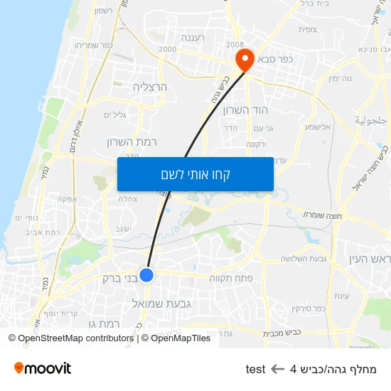 מפת מחלף גהה/כביש 4 לtest