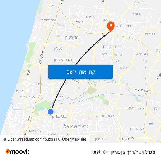 מפת מגדל ויטה/דרך בן גוריון לtest