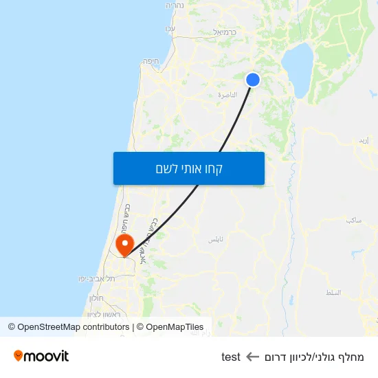 מפת מחלף גולני/לכיוון דרום לtest