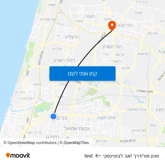מפת מכון מור/דרך זאב ז'בוטינסקי לtest