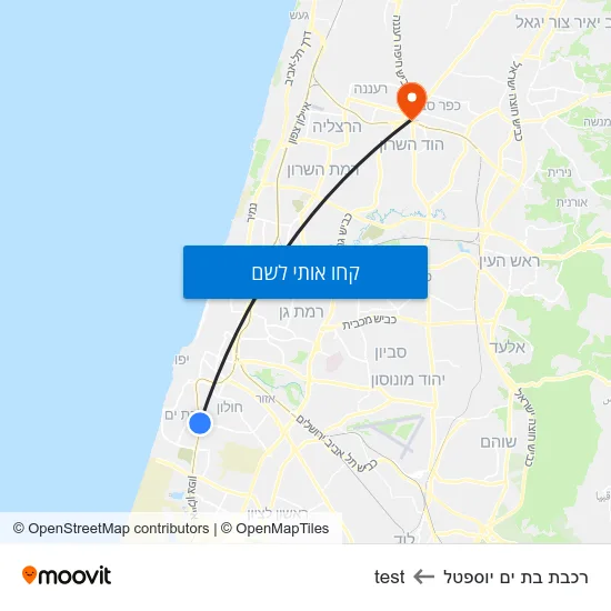 מפת רכבת בת ים יוספטל לtest