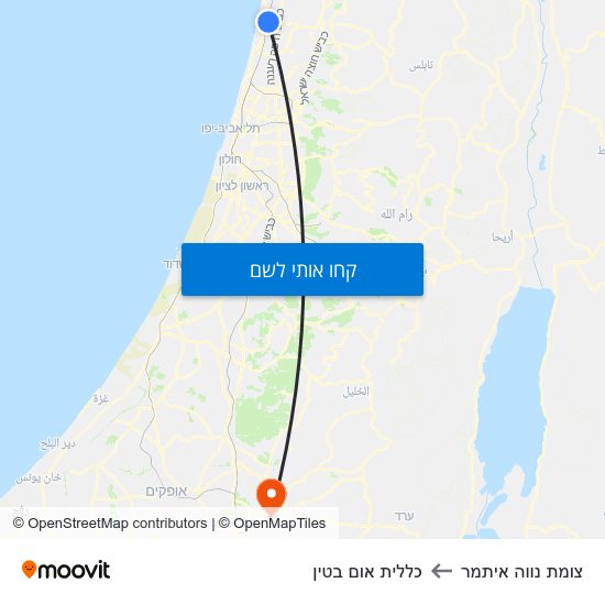 מפת צומת נווה איתמר לכללית אום בטין
