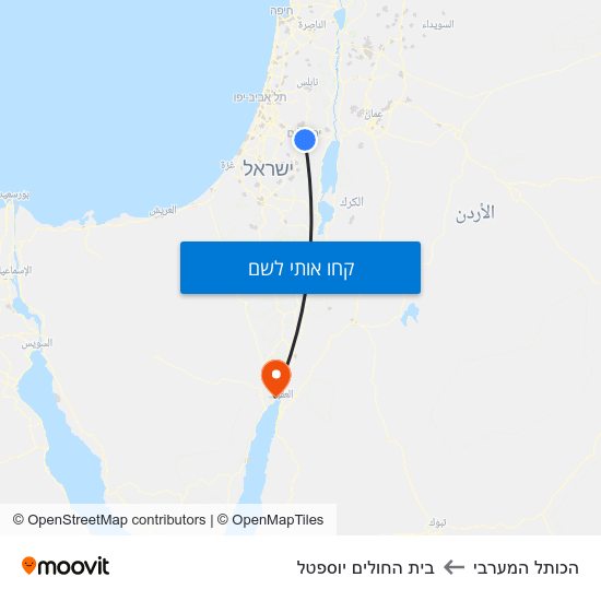 מפת הכותל המערבי לבית החולים יוספטל