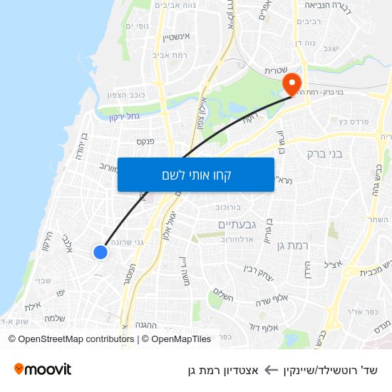 מפת שד' רוטשילד/שיינקין לאצטדיון רמת גן