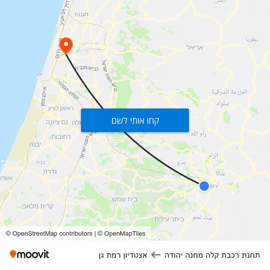 מפת תחנת רכבת קלה מחנה יהודה לאצטדיון רמת גן