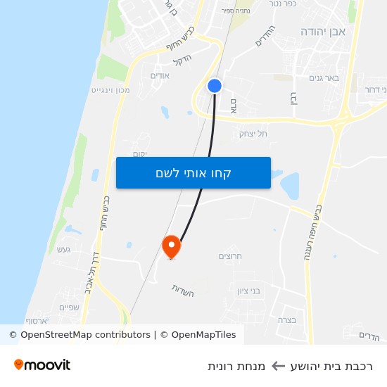 מפת רכבת בית יהושע למנחת רונית