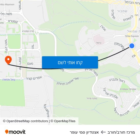 מפת מרכז חורב/חורב לאצטדיון סמי עופר