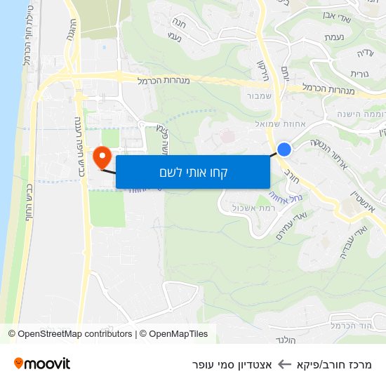 מפת מרכז חורב/פיקא לאצטדיון סמי עופר