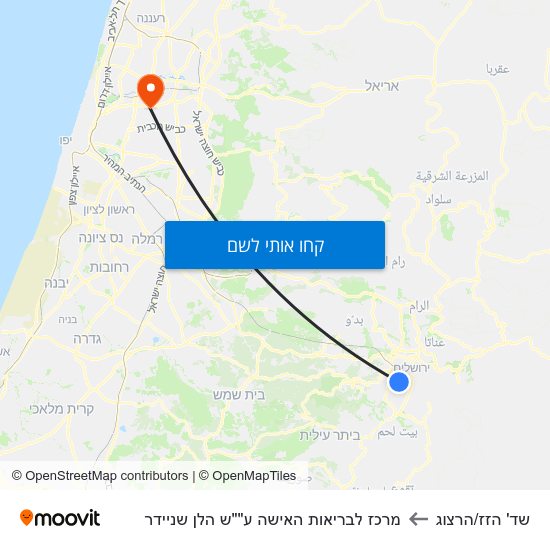 מפת שד' הזז/הרצוג למרכז לבריאות האישה ע""ש הלן שניידר