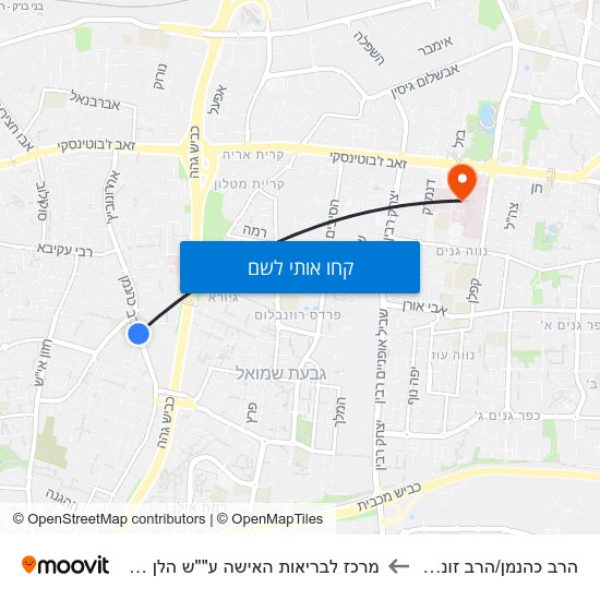 מפת הרב כהנמן/הרב זוננפלד למרכז לבריאות האישה ע""ש הלן שניידר