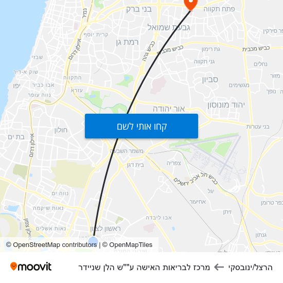 מפת הרצל/ינובסקי למרכז לבריאות האישה ע""ש הלן שניידר