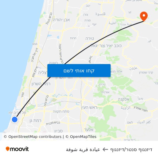 מפת דיזנגוף סנטר/דיזנגוף לعيادة قرية شوفة