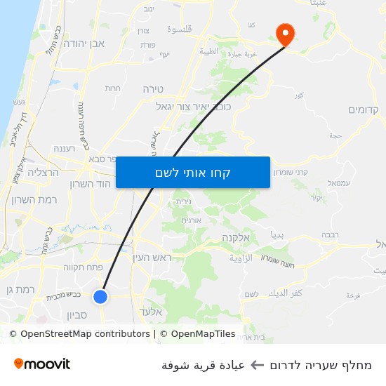 מפת מחלף שעריה לדרום לعيادة قرية شوفة