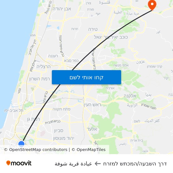 מפת דרך השבעה/המכתש למזרח לعيادة قرية شوفة