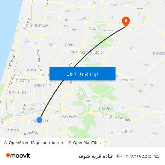 מפת ת.רק''ל תחנה מרכזית פ''ת/בר כוכבא לعيادة قرية شوفة