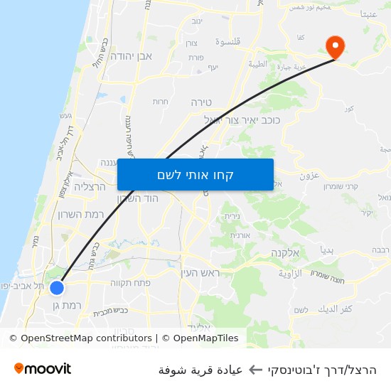 מפת הרצל/דרך ז'בוטינסקי לعيادة قرية شوفة